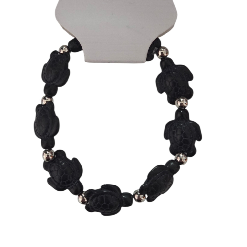 Black Turtle Bead Bracelet